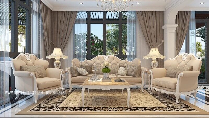 Tuyển chọn các mẫu bố trí phòng khách biệt thự đẹp